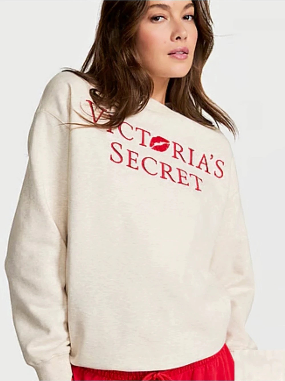 Victoria's Secret Logo Sweatshirt in Cream & Red size S